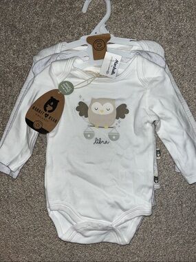 NWT Rabbit & Bear Organic 3 piece Bodysuit set